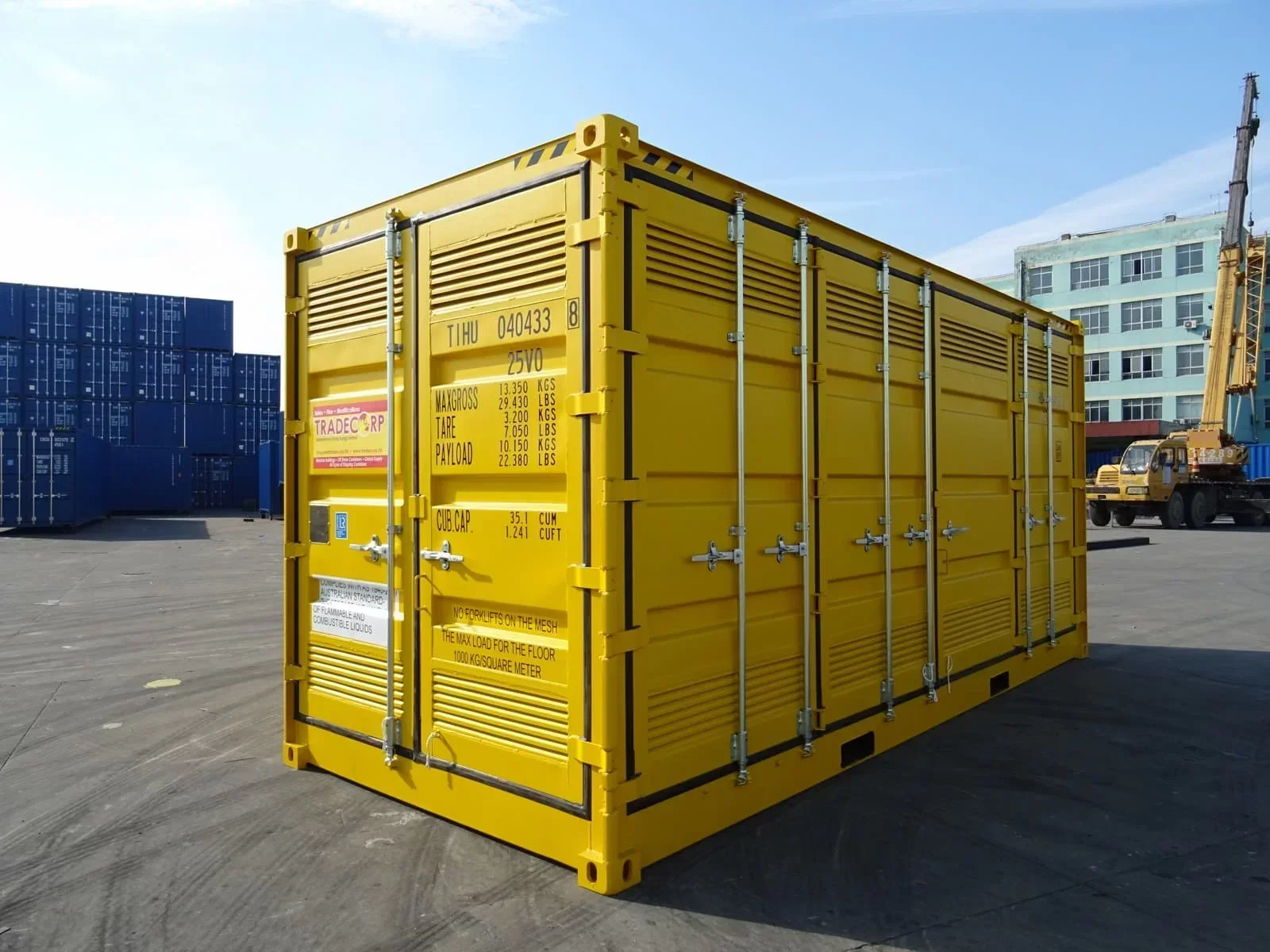 Neuer gelber 20-Fuß-High-Cube-Seecontainer mit seitlicher Öffnung